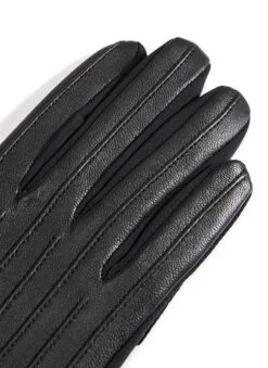 Women's Half Silk-Lined Leather And Elastane Gloves -Dents 7 2152 20black 205 fcf26597 1118 473e a76a 6729cdc661ca
