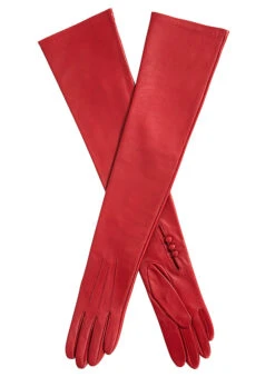 Women's Three-Point Long Opera Leather Gloves -Dents 7 2190 Berry 19689545 9686 4c4c 8178 af1326bae22f