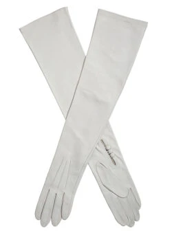 Women's Three-Point Long Opera Leather Gloves -Dents 7 2190 White 57ff6ec6 53fe 4423 a07d bce02b8792f6