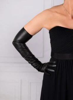 Women's Three-Point Long Opera Leather Gloves -Dents 7 2190 20black 202 109e74c3 169c 4477 9986 9846052fc16b