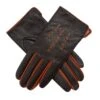 Women's Three-Point Lined Leather Gloves With Contrast Details 1 Women's Three-Point Lined Leather Gloves With Contrast Details -Dents 7 2448 Chocolate Cognac