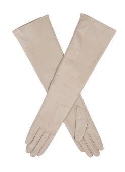 Women's Single-Point Long Above-Elbow Lined Leather Gloves 34 Women's Single-Point Long Above-Elbow Lined Leather Gloves -Dents 7 2460 Ivory