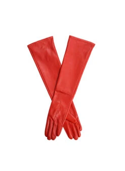 Women's Single-Point Long Above-Elbow Lined Leather Gloves 30 Women's Single-Point Long Above-Elbow Lined Leather Gloves -Dents 7 2460Chilli