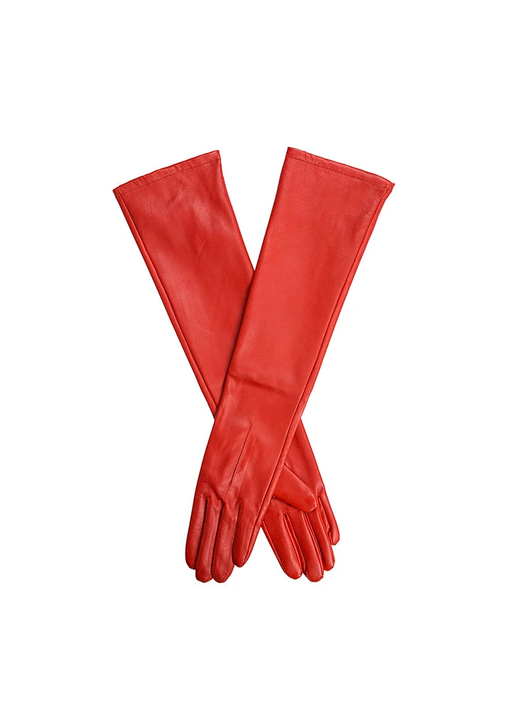 Women's Single-Point Long Above-Elbow Lined Leather Gloves 11 Women's Single-Point Long Above-Elbow Lined Leather Gloves - Image 9