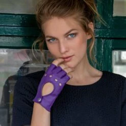 Women’s Fingerless Leather Driving Gloves -Dents 7 3007 Amethyst 1957474b 2749 4910 a80e 33bab2d7865a