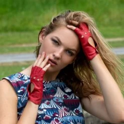 Women’s Fingerless Leather Driving Gloves -Dents 7 3007 Berry a6f29427 9526 48ba 85fa f90bb279b228