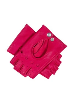 Women’s Fingerless Leather Driving Gloves -Dents 7 3007 Fuchsia