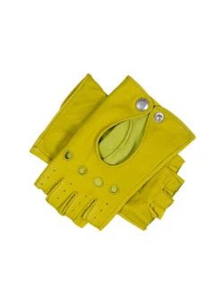 Women’s Fingerless Leather Driving Gloves -Dents 7 3007 Lime