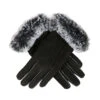 Women’s Water-Resistant Three-Point Faux Fur-Lined Nubuck Leather Gloves With Faux Fur Cuffs -Dents 7 5018 Black