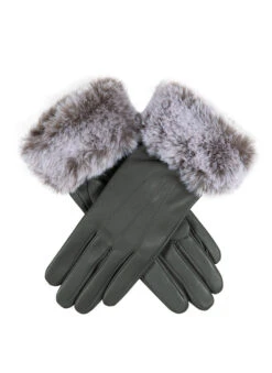 Women’s Touchscreen Three-Point Lined Leather Gloves With Faux Fur Cuffs 21 Women’s Touchscreen Three-Point Lined Leather Gloves With Faux Fur Cuffs -Dents 7 5019 Charcoal