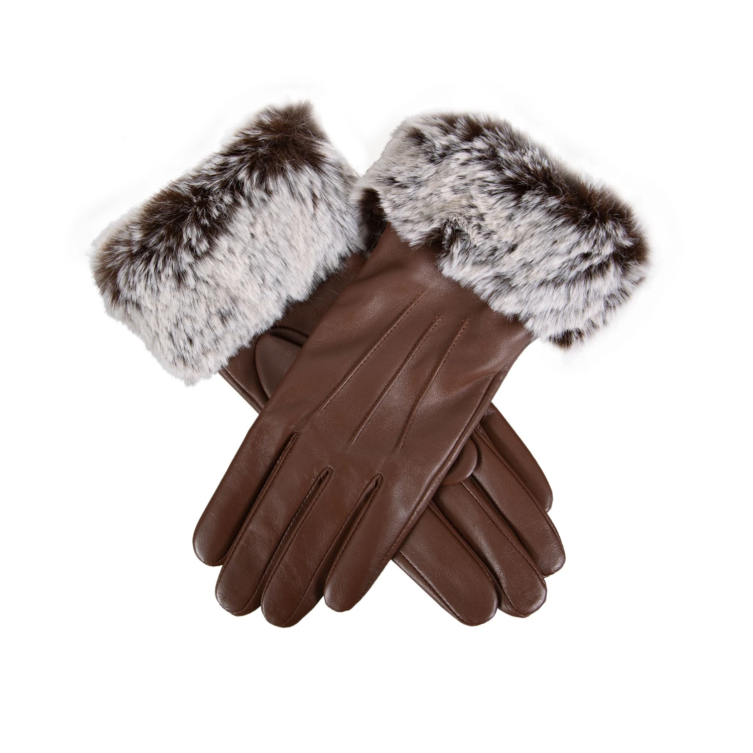 Women’s Touchscreen Three-Point Lined Leather Gloves With Faux Fur Cuffs 11 Women’s Touchscreen Three-Point Lined Leather Gloves With Faux Fur Cuffs - Image 9