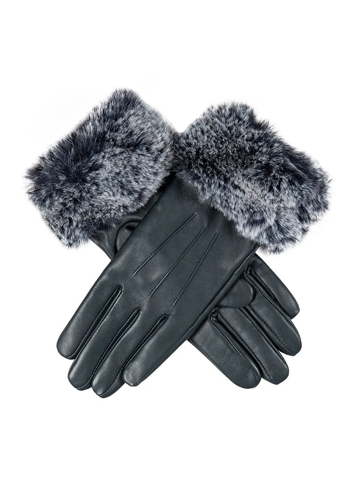Women’s Touchscreen Three-Point Lined Leather Gloves With Faux Fur Cuffs 8 Women’s Touchscreen Three-Point Lined Leather Gloves With Faux Fur Cuffs - Image 6