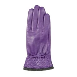 Women’s Wool-Lined Leather Gloves With Quilted Cuffs And Bow 38 Women’s Wool-Lined Leather Gloves With Quilted Cuffs And Bow -Dents 7 5021 Amethyst 2
