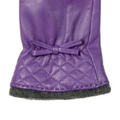Women’s Wool-Lined Leather Gloves With Quilted Cuffs And Bow 39 Women’s Wool-Lined Leather Gloves With Quilted Cuffs And Bow -Dents 7 5021 Amethyst 4