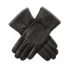 Women’s Wool-Lined Leather Gloves With Quilted Cuffs And Bow -Dents 7 5021 Black Charcoal