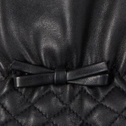 Women’s Wool-Lined Leather Gloves With Quilted Cuffs And Bow 31 Women’s Wool-Lined Leather Gloves With Quilted Cuffs And Bow -Dents 7 5021 Black Charcoal 7