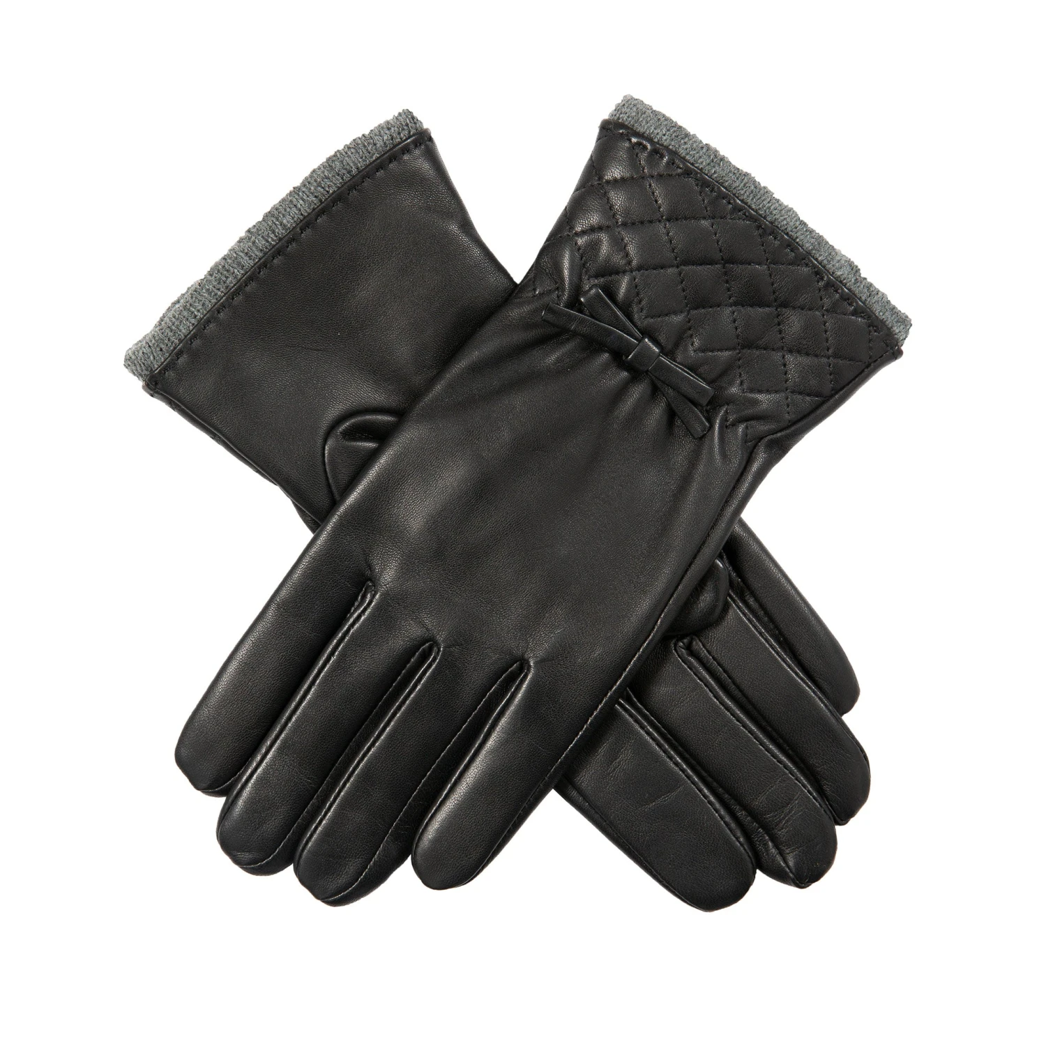 Women’s Wool-Lined Leather Gloves With Quilted Cuffs And Bow 3 Women’s Wool-Lined Leather Gloves With Quilted Cuffs And Bow