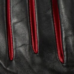 Women’s Single-Point Lined Leather Gloves With Colour Contrast Details -Dents 7 5024 Black Berry 6