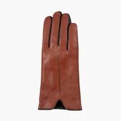 Women’s Single-Point Lined Leather Gloves With Colour Contrast Details -Dents 7 5024 Cognac Black 2