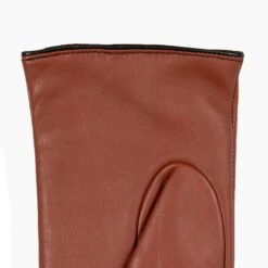 Women’s Single-Point Lined Leather Gloves With Colour Contrast Details -Dents 7 5024 Cognac Black 5