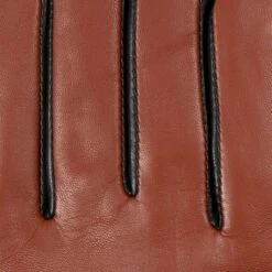 Women’s Single-Point Lined Leather Gloves With Colour Contrast Details -Dents 7 5024 Cognac Black 6