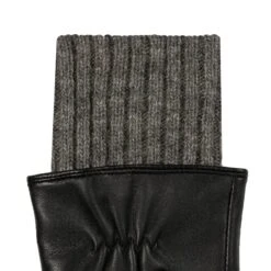 Women’s Three-Point Wool Blend-Lined Leather Gloves With Knitted Cuffs -Dents 7 5025 Black Charcoal 5
