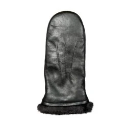 Women’s Three-Point Faux Fur-Lined Leather Mittens -Dents 7 5026 Black 2