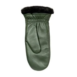 Women’s Three-Point Faux Fur-Lined Leather Mittens -Dents 7 5026 Sage 3