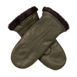 Womenâs Three-Point Faux Fur-Lined Leather Mittens