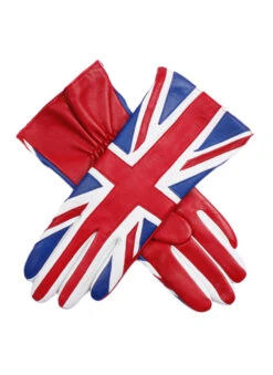 Women's Silk-Lined Leather Gloves With Union Jack Design