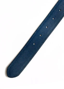 Men's Lined Leather Belt With Contrast Stitching -Dents 8 1063BlackRoyalBlueReverse2