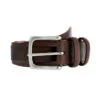 Men's Lined Leather Belt With Contrast Stitching -Dents 8 1063BrownRed