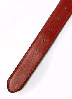 Men's Lined Leather Belt With Contrast Stitching -Dents 8 1063BrownRedReverse2