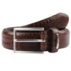 Men's Lined Crocodile-Print Leather Belt -Dents 8 2006 20brown