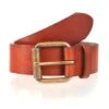 Men's Lined Waxed Leather Belt With Antique Brass Buckle -Dents 8 4042 20tan
