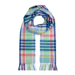 Heritage Plaid Check Cashmere Scarf With Tassels -Dents CASHMERE SCARF IN COAST