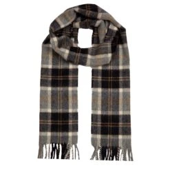 Heritage Tartan Check Cashmere Scarf With Tassels -Dents CASHMERE SCARF SILVER BANNOCKBANE