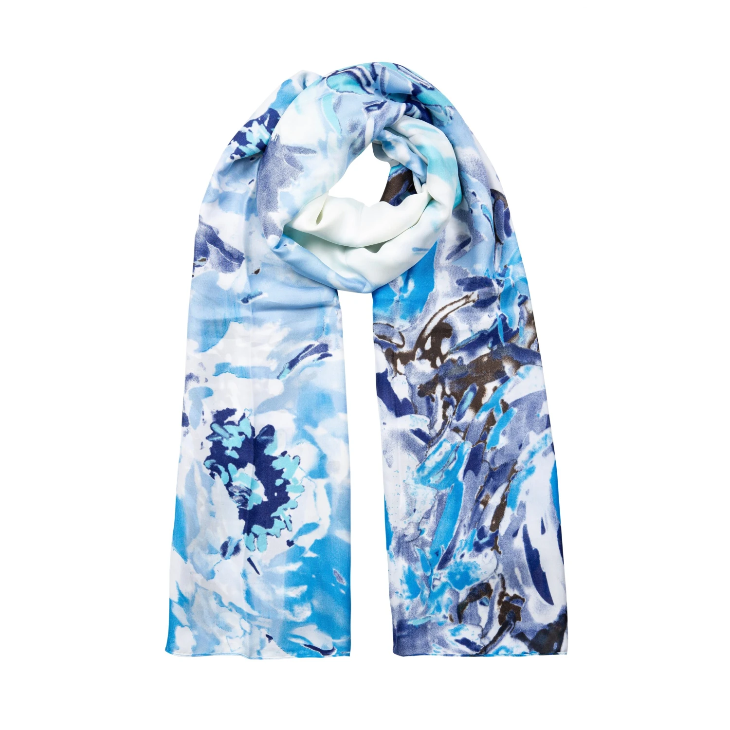 Women’s Abstract Rose Print Silk-Like Lightweight Scarf 3 Women’s Abstract Rose Print Silk-Like Lightweight Scarf