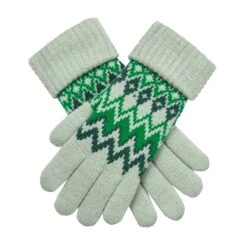Women’s Jacquard Fair Isle Knitted Gloves -Dents WOMENS KNITTED GLOVES EMERALD 1