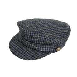 Women's Abraham Moon Dogtooth Tweed Fisherman Cap -Dents WOMENS TWEED FISHERMAN CAP IN GRAPHITE