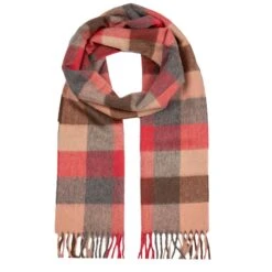 Heritage Plaid Check Cashmere Scarf With Tassels -Dents cashmere scarf chilli