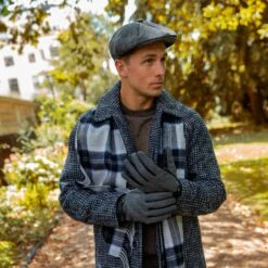 Dents -Dents mens charcoal tweed newsboy cap 2