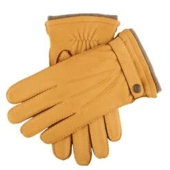 Men's Handsewn Three-Point Cashmere-Lined Deerskin Leather Gloves With Cashmere Cuffs -Dents mens deerskin cashmere lined leather gloves Cork