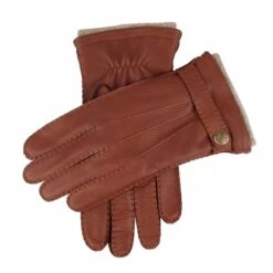 Men's Handsewn Three-Point Cashmere-Lined Deerskin Leather Gloves With Cashmere Cuffs -Dents mens deerskin cashmere lined leather gloves Havana