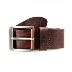 Men’s Heritage Full-Grain Leather Belt With Antique Pewter Buckle -Dents mens heritage belts antique buckle brown 1