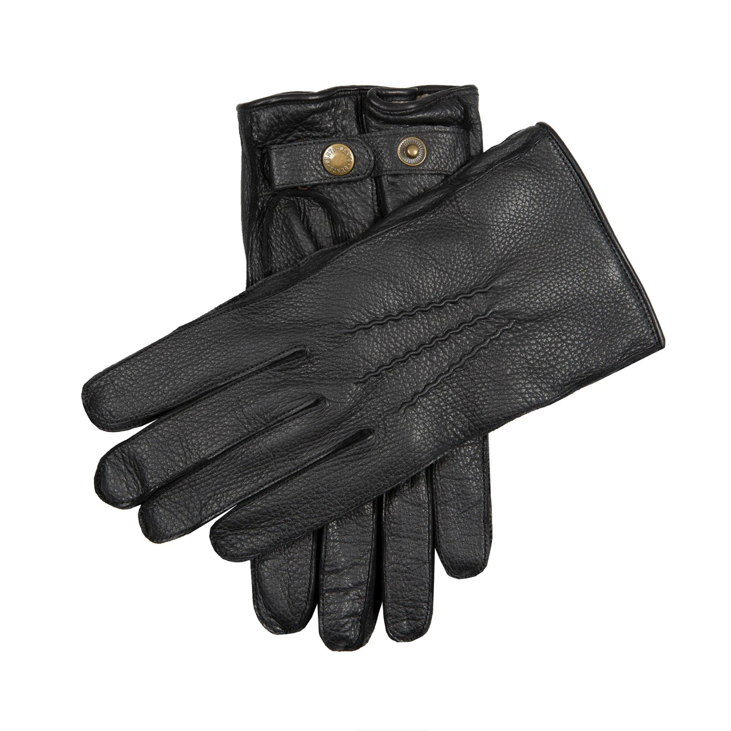 Men's Three-Point Cashmere-Lined Deerskin Leather Gloves With Contrast Side Walls 3 Men's Three-Point Cashmere-Lined Deerskin Leather Gloves With Contrast Side Walls