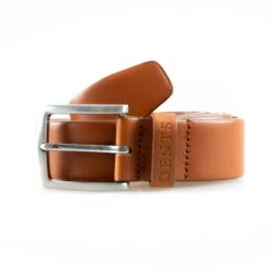 Men’s Heritage Full-Grain Leather Belt With Satin Nickel Buckle -Dents mens heritage leather belt satin nickle tan 1