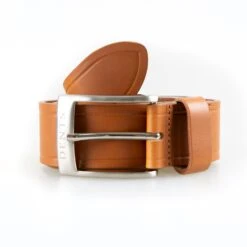 Men’s Heritage Full-Grain Leather Belt With Embossed Edge -Dents mens heritage leather belts satin buckle tan 1