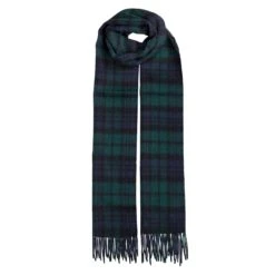 Men's Lambswool Scarf With Tassels -Dents mens lambswool scarf with tassels blackwatch