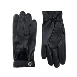 Men’s Three-Point Leather Driving Gloves With Wristwatch Cut-out -Dents mens leather watch gloves black both hands